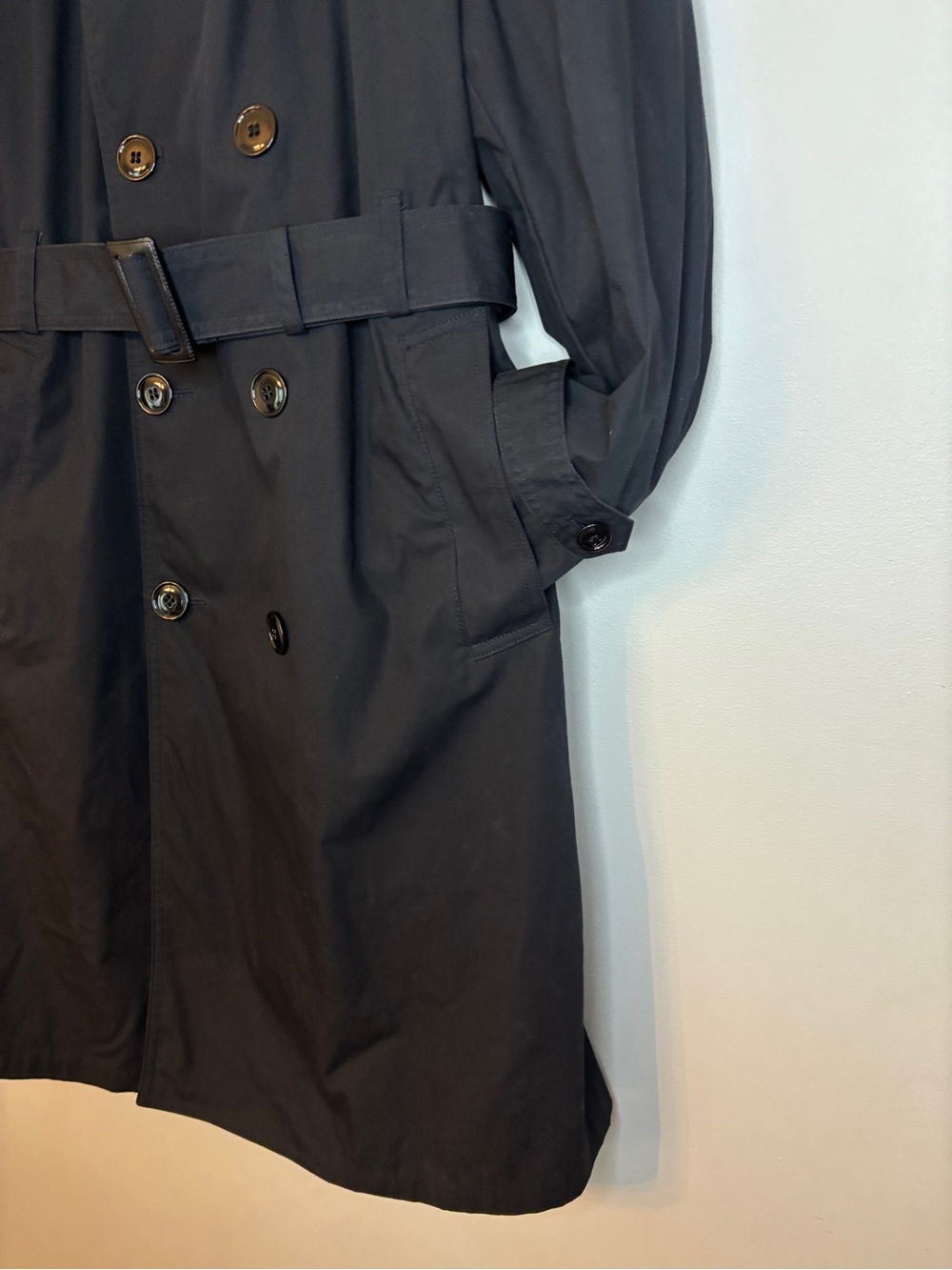 AMERICAN APPAREL Classic Men's Black Trench Coat - Belted Double-Breasted - Picture 2 of 16